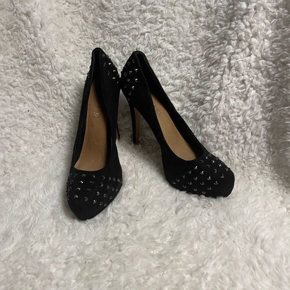 ALDO Michelino Synthetic suede Black studded  Platform  Heels EU R SZ41 US10.5 - Picture 1 of 10